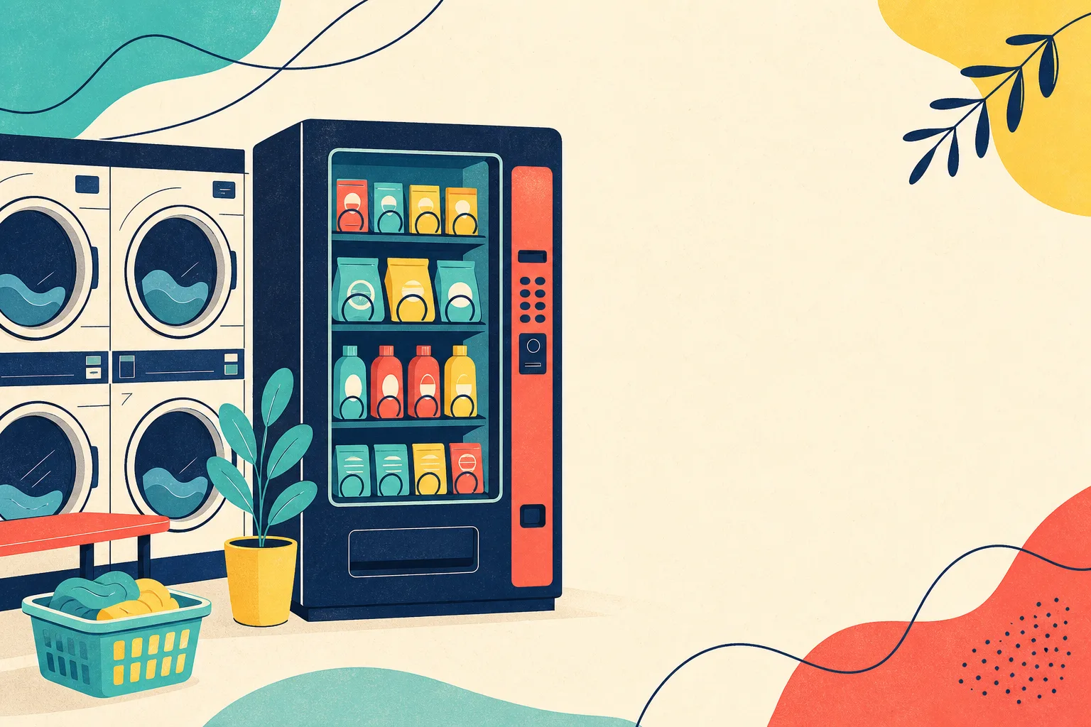 Flat illustration for the article "Additional Income from Vending Machines".