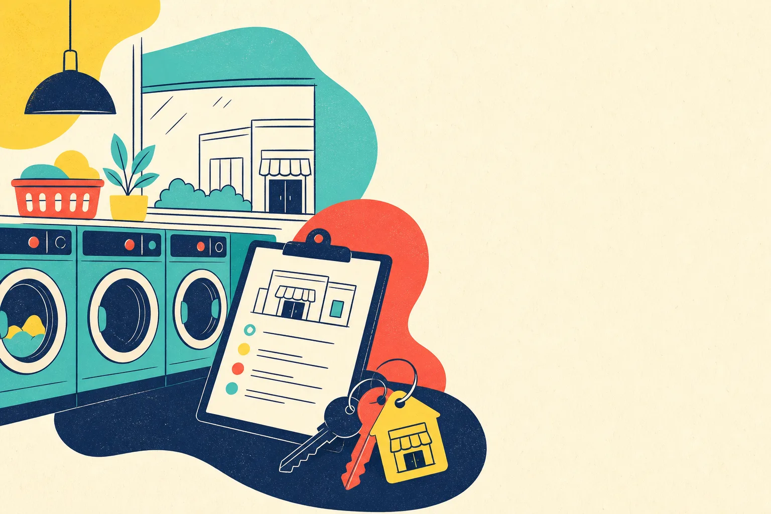 Flat illustration for the article "Advanced Lease Negotiating for Laundromats".