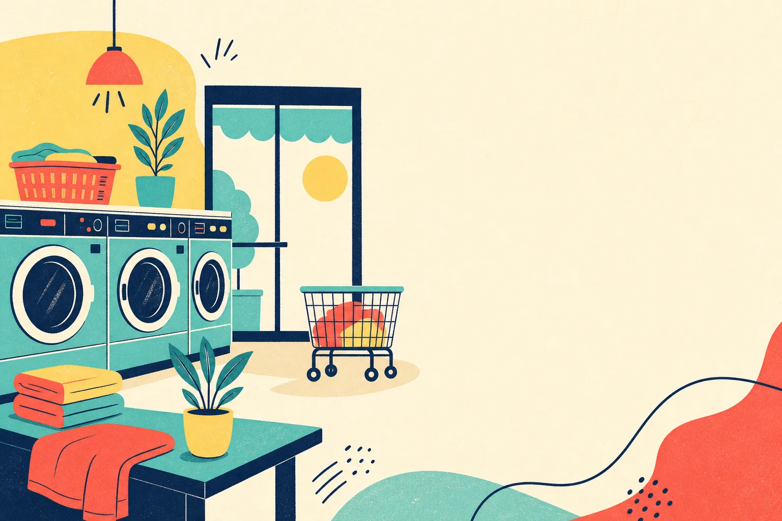 Flat illustration for the article "Are You Suited to be a Laundromat Owner".