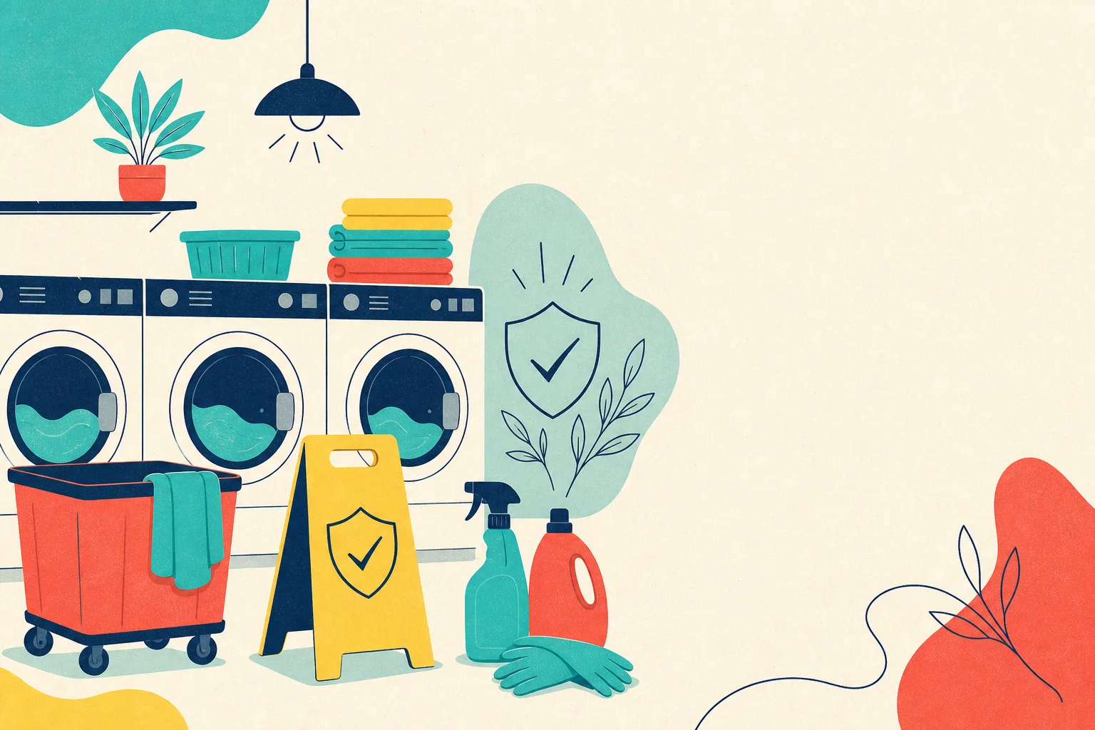 Flat illustration for the article "PlanetLaundry Article on Safety Procedures".