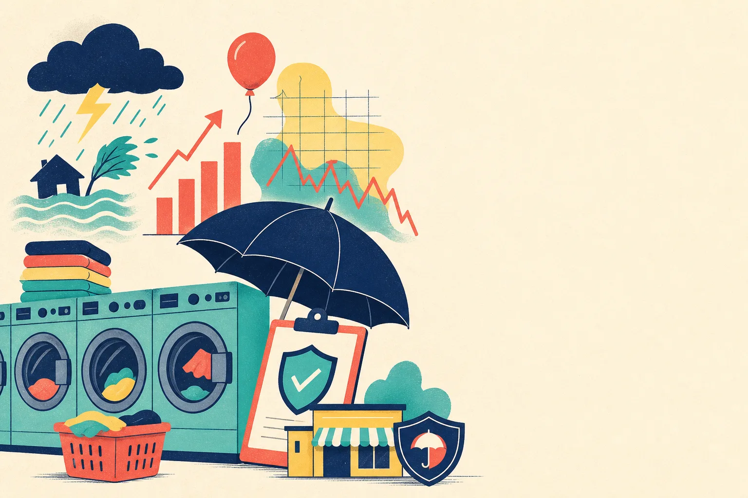 Flat illustration for the article "State of Insuring Laundries Interview Questions".
