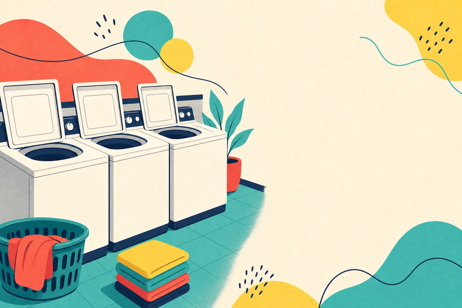 Flat illustration for the article "Top Load Washers for Your Laundromat".