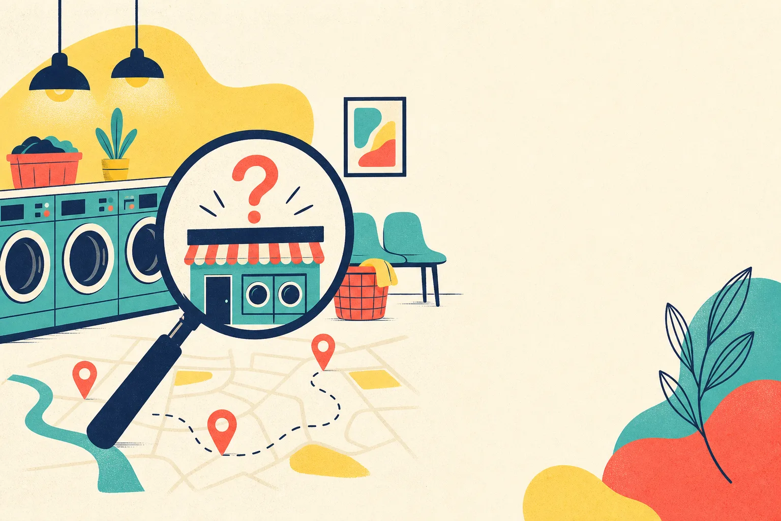 Flat illustration for the article "Why Can't I Find a Laundromat for Sale".
