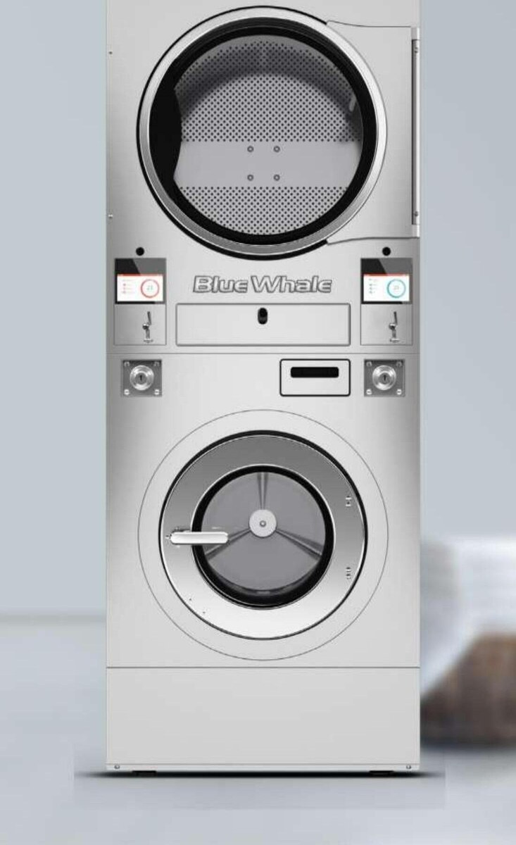 Blue Whale 50 lb Stacked Washer-Extractor / Dryer